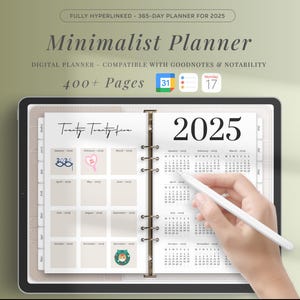 2025 Digital Planner, Minimalist Digital Planner, Goodnotes Notability planner, Dated Journal for 2025, Easy iPad Planner for 2025