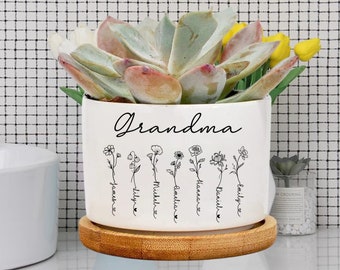 Cadeau personnalisé de fête des mères pour grand-mère maman - jardinière de jardin de grand-mère - jardin de Nana Mimi - jardinière personnalisée de fleurs sauvages le mois de naissance