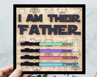 Panneau sabre laser personnalisé - cadeaux pour la fête des pères - cadeaux personnalisés - panneau I Am Their Dad - cadeaux personnalisés pour papa - plaques en bois 2024