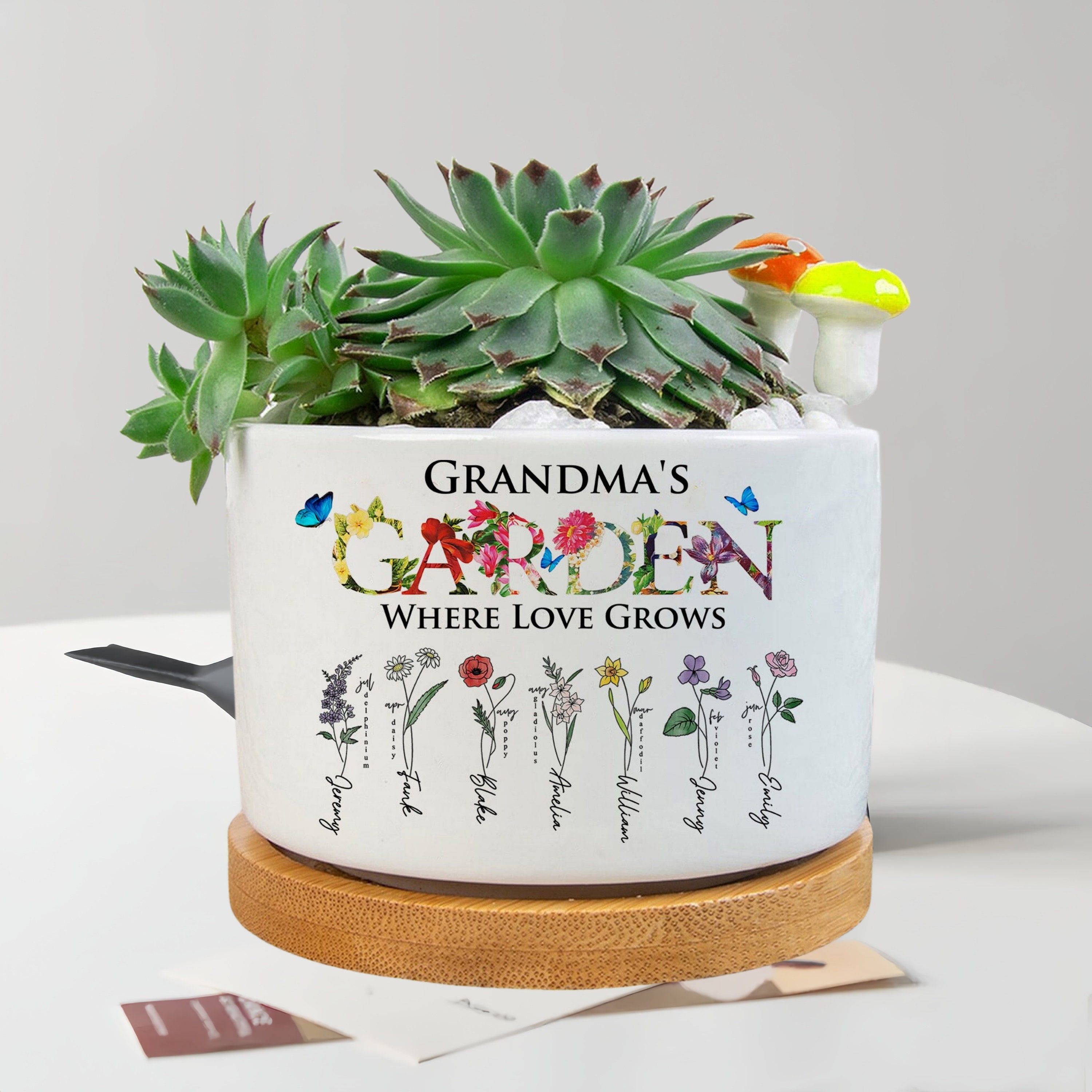 Personalized Flower Pots with Birth Month Flowers - Mother&#39;s Day Gifts - Grandma&#39;s Garden Pots - Father&#39;s Day Gift - Flower Pot Gift for Mom