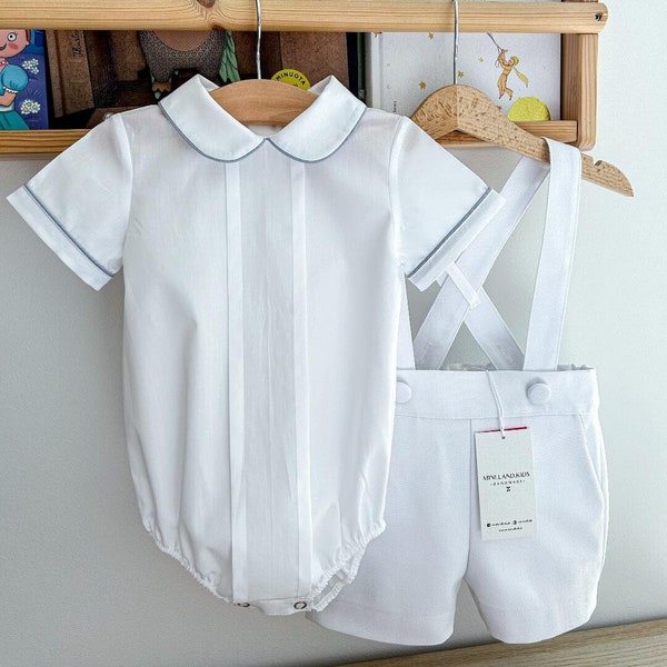 Baby boy baptism outfit, set of shirt and shorts, baby boy wedding outfit, formal wear