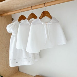 Handmade Linen Baptism Cape, Baby Christening Shawl, Unisex Godparent Gift, Traditional White Baptismal Cloak