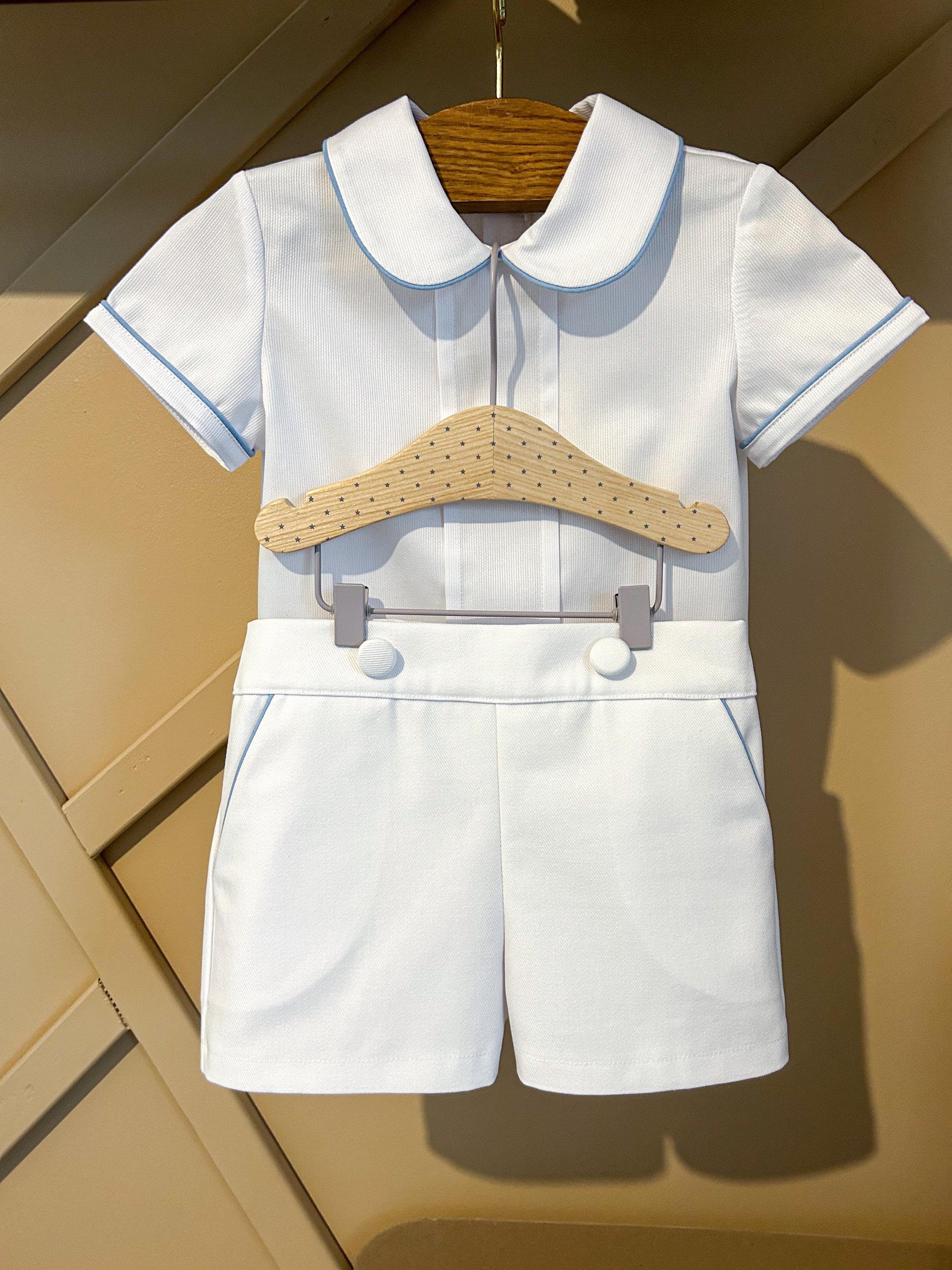 Newborn Baby Boy Gentleman Outfit - Bowtie, Long Sleeve Shirt & Pants Set, Blue