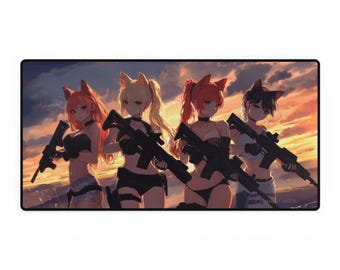Combat Cat Ears Anime Girls TCG mtg Playmat Mousepad Deskmat
