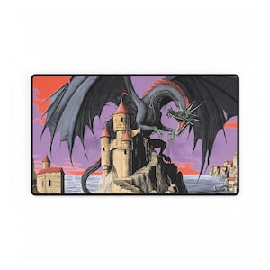 Dark Fastasy Medieval Dragon Castle MTG Playmat TCG Playmat Deskmat Mouse Pad