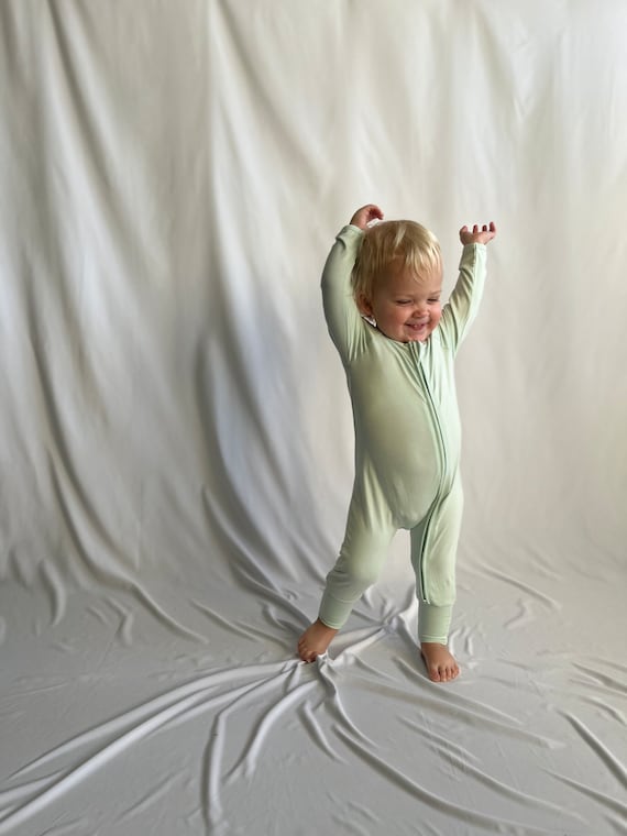 Lullaboo Baby Viscose Bamboo Two way Zip Convertible Fold over Footie Pajamas Sizes 0 3M 3 6 6 12M 12 18M 18 24M Sage Green Etsy Canada
