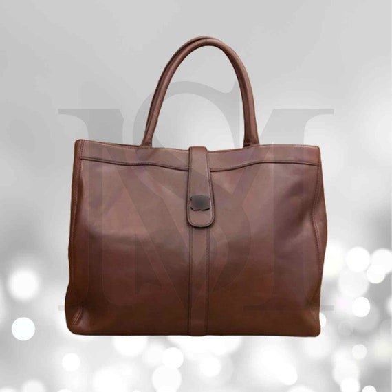 Brown Calf Leather Tote Bag - image 1