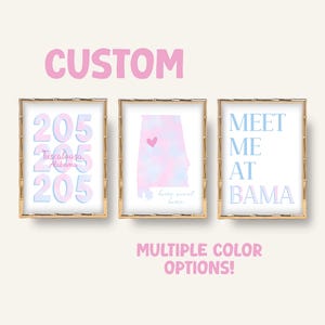 Custom College Watercolor Preppy Digital Wall Art Prints Multiple Color Options (Digital Download)