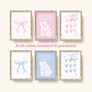 Athens University Georgia Floral Wall Art: Preppy Dorm Decor (Digital Download)