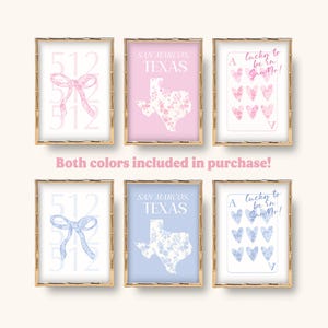 San Marcos TX Prints: Preppy Fancy Dorm College Decor (Digital Download, Set of 6)