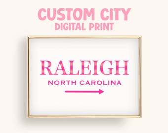 Custom City State Trendy Wall Art: Preppy Dorm Decor (Digital Download)
