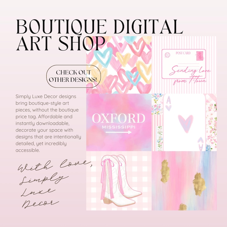 Pink and Gold Watercolor Wall Art: Preppy Abstract Prints (Digital Download) image 8
