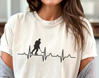 Ice Hockey Mom heartbeat shirt birthday gift for her or him, Hockey coach tshirt,sports mom gift, soccer dad t-shirt,graphic hockey T shirt