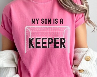 Comfort Colors funny soccer hockey goalie mom tshirt, hockey goalkeeper mom t-shirt, graphic t-shirt gift for soccer or hockey goalie mom