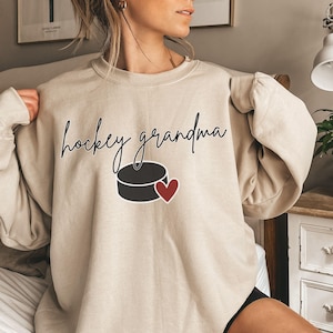 Fun hockey grandma sweatshirt gift for her birthday, grandma hockey shirt, ice hockey goalie Gigi, hockey grandma sweater hockey grandma