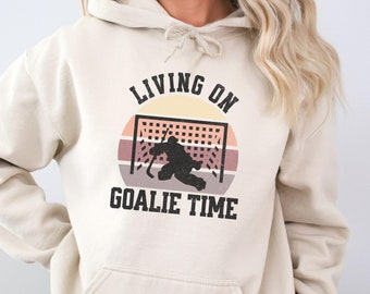 Ice Hockey goalie loving mom or dad hoodie birthday gift for hockey goalie player,hooded sweatshirt hockey goalie coach hoodie hockey player