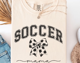 Fußball Mama Bogen Tshirt, Fußball Torwart Mama T-Shirt, Geschenk für Fußballspieler Mama, Grafik Komfort Farben Shirt für Kokett Bogen Fußball Mama