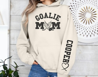 Felpa con cappuccio personalizzata per mamma portiere di hockey, felpa con cappuccio personalizzata per mamma portiere, maglione per mamma portiere, regalo per mamma hockey