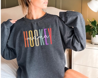 Fun Hockey Mom crewneck sweatshirt, hockey mama sweatshirt, ice hockey season mom shirt, hockey sweater for mother of ice hockey player