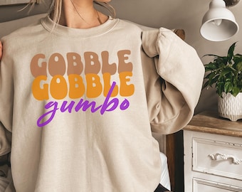 Gumbo shirt, Funny gobble gumbo loving cajun sweatshirt, gumbo long sleeve Thanksgiving gift for autumn, gumbo weather Louisiana fall gift