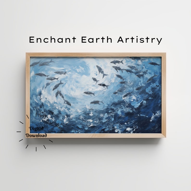 Printable School of Fish Consumed by Wave Painting Digital Download ...