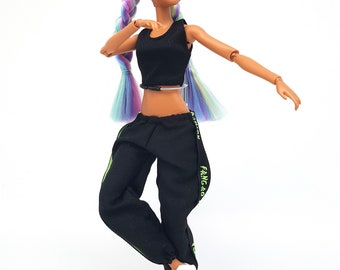 STEP UP | Dance outfit for doll with fanny pack | Top, harem pants, bum bag with sneakers | fits FR and similar sizes