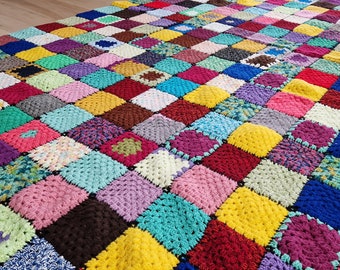 Crochet blanket "FLOWER MEADOW", picnic blanket, handmade blanket, patchwork, bedspread, unique