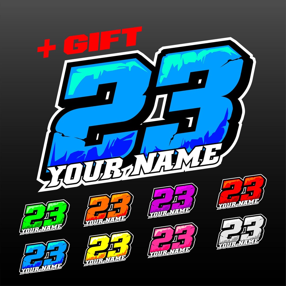 3 Pcs Custom Racing Numbers and Name, Vinyl Stickers, UV Laminated ...