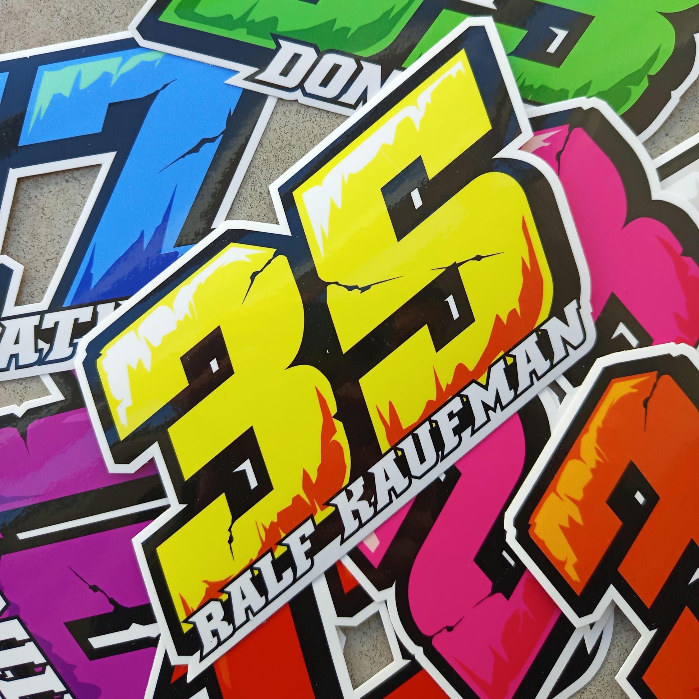 3 Pcs Custom Racing Numbers and Name, Vinyl Stickers, UV Laminated ...