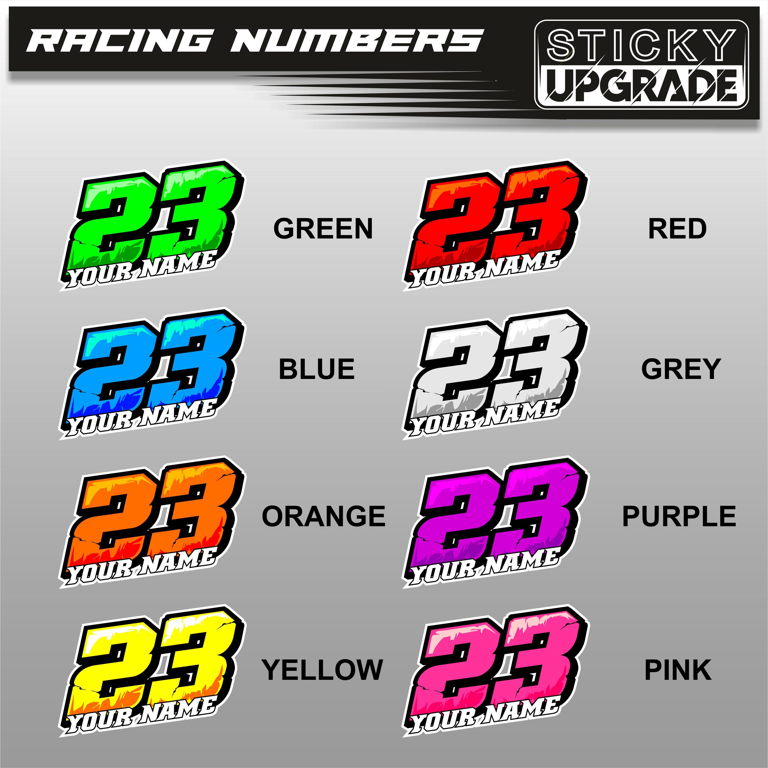 3 Pcs Custom Racing Numbers and Name, Vinyl Stickers, UV Laminated ...