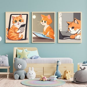 Digital File Pet Portrait, Custom Pet Portrait, Pet Portrait Costom,Cat Portrait , Orange Cat with social ,Orange cat,Set of 4 Style