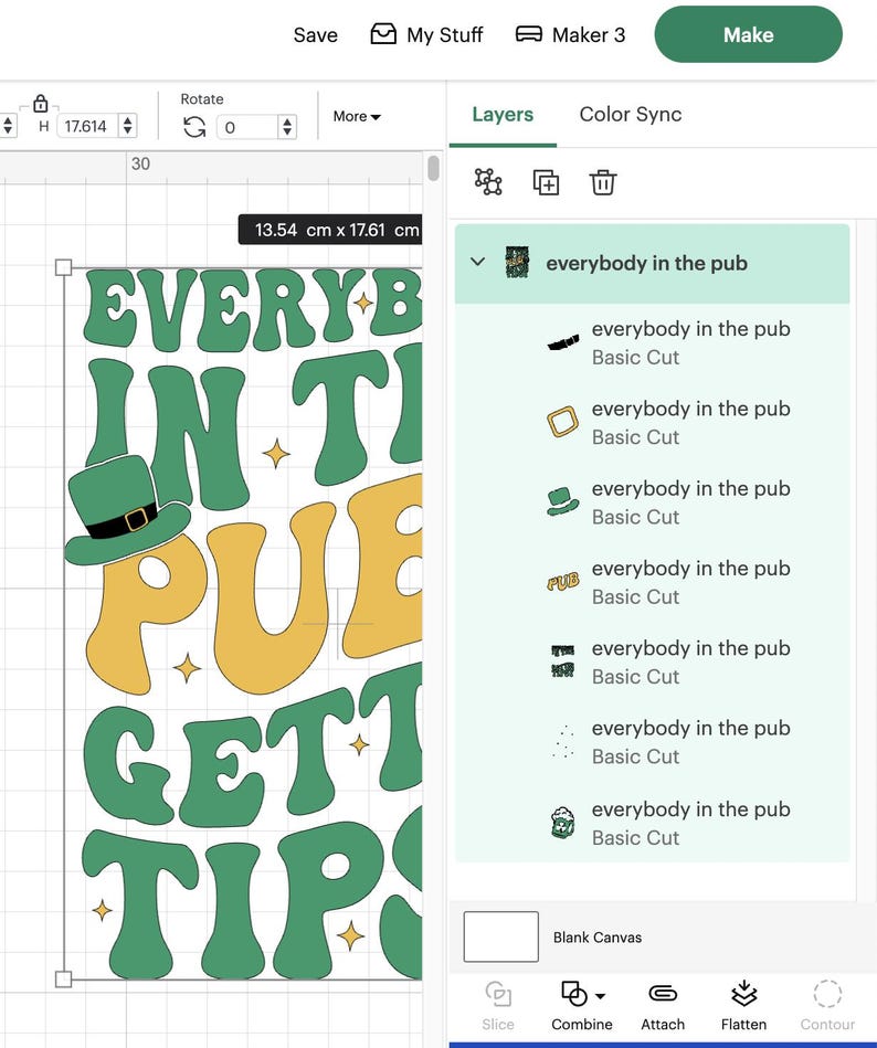 May include: A digital design for a green and yellow graphic that says "Everybody in the pub get tips". The design is made up of individual letters and a leprechaun hat.