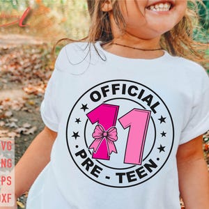 Official 11 Pre-Teen Svg, 11th Birthday Girl Svg, Birthday Girl Svg, Hello Eleven Svg, Girl&#39;s birthday, Pink Eleven Years Old, Pre-Teen Svg