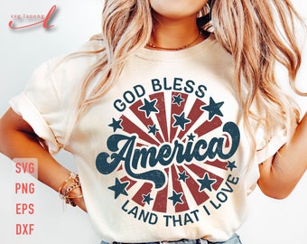 Dio benedica l'America SVG: Design del 4 luglio negli Stati Uniti (download digitale)