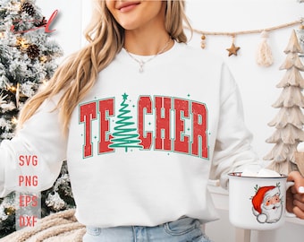 Lärare julgran SVG: God jul-tröja design (digital nedladdning)