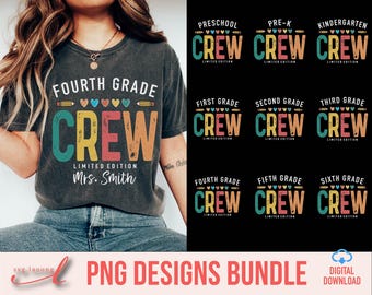 School Grade Crew PNG Bundle: Teacher Shirt Designs (Digital Download)