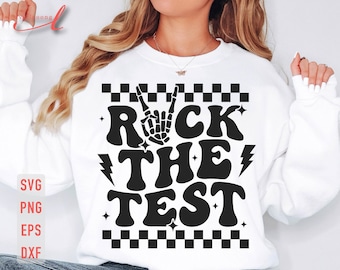 Rock The Test SVG: Diseño de camiseta para el día del examen de maestros (descarga digital)