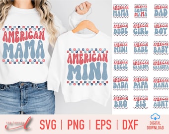 Pacchetto SVG per la famiglia del 4 luglio: disegni patriottici americani (download digitale)