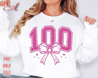 100 Days of School Coquette Bow PNG: Teacher Shirt Design (Digital Download)