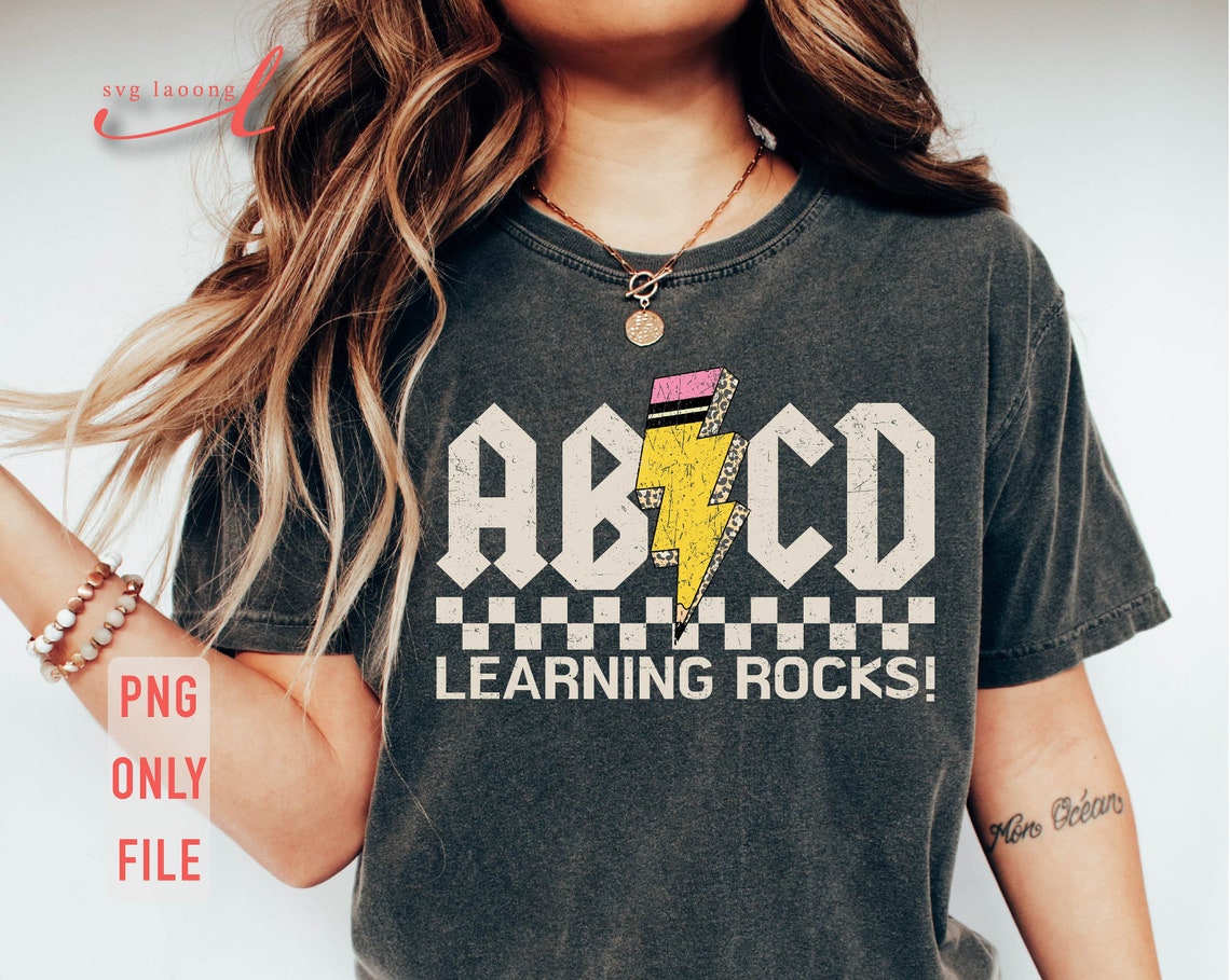 ABCD Learning Rocks Png, Teacher Rocks Png, Teach Love Inspire, Retro ...