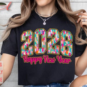 2026 Happy New Year PNG: Brushstroke Glitter Design (Digital Download) image 2