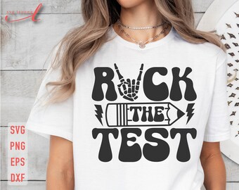 Diseño SVG "Rock The Test": Camiseta para el día del examen del profesor (Descarga digital)