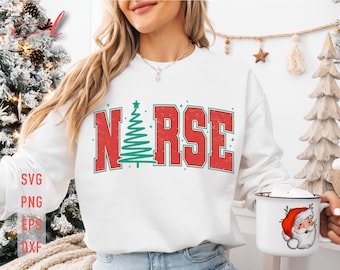 Sjuksköterska julgran SVG: Jultröja design (digital nedladdning)