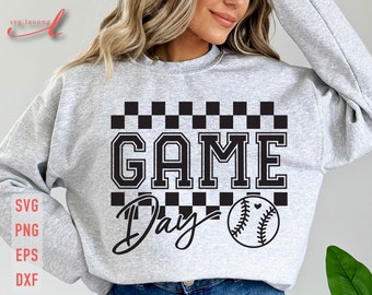 Baseball Game Day SVG: Checkered Shirt Design (Digital Download)