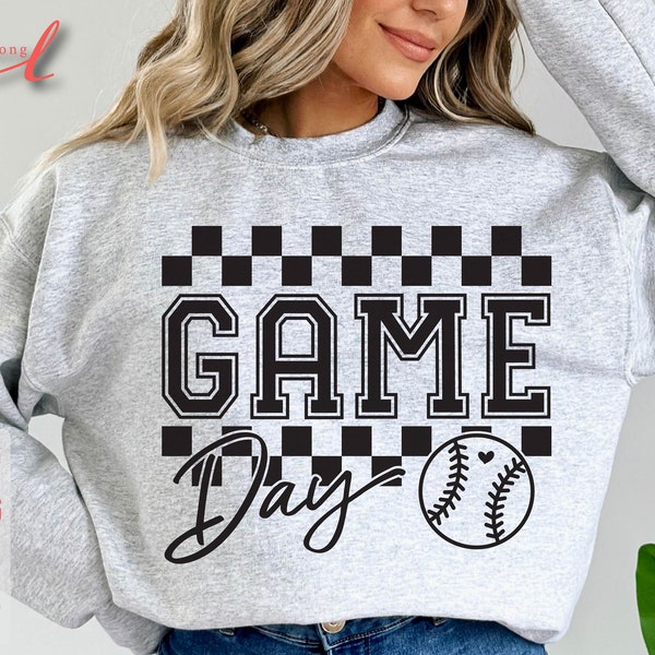 Baseball Game Day SVG: Checkered Shirt Design (Digital Download)
