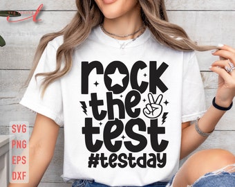 Rock The Test SVG: Diseño de camiseta para el día del examen de maestros (descarga digital)