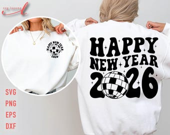 Happy New Year 2026 Disco Ball SVG: Shirt Design (Digital Download)