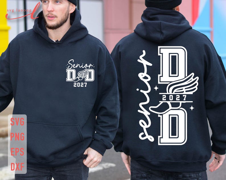 Senior Track Dad 2027 SVG, Sports Dad Shirt Design (Digital Download) image 2