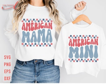 Pacchetto SVG American Mama e Mini per il 4 luglio (download digitale)
