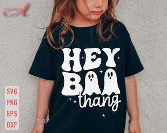 Hey Boo Thang Ghost SVG PNG: Halloween-ontwerp voor kinderen (digitale download)